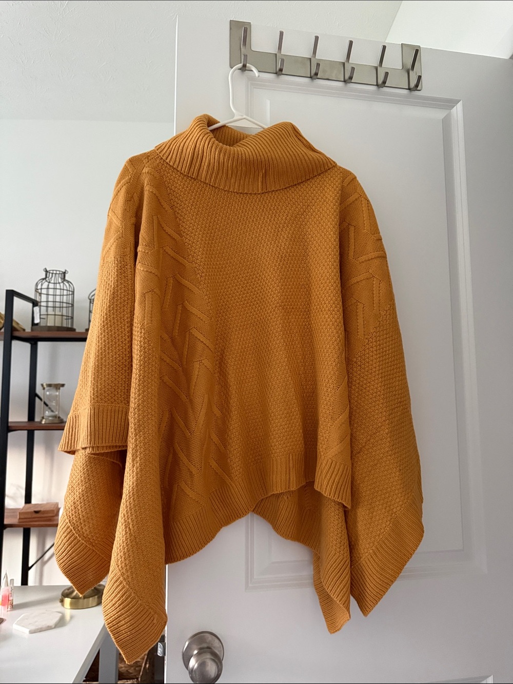 Amazon Women's Mustard Cowl Poncho Sweater